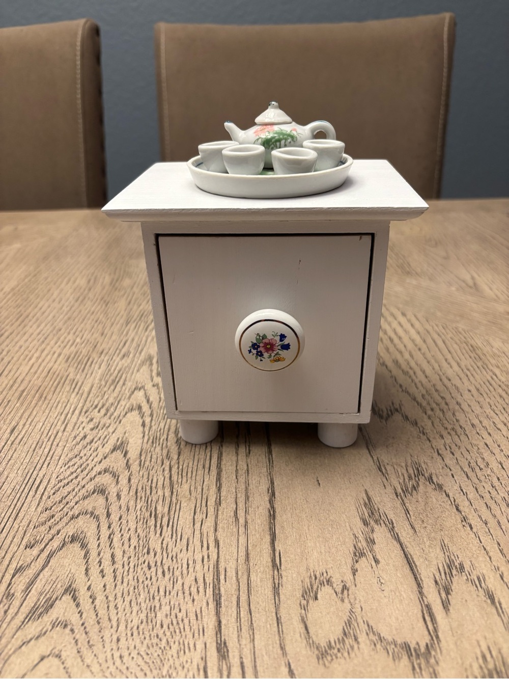 NEW SmallTea Set Trinket Box w/Wooden Drawer Decor